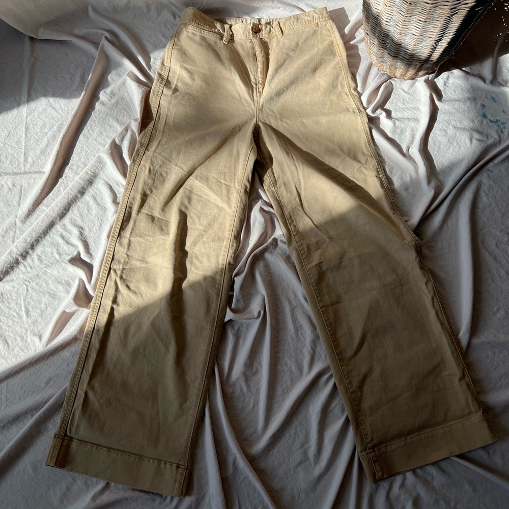 Gap High Rise Wide Leg Crop Khaki Tall Denim Jean